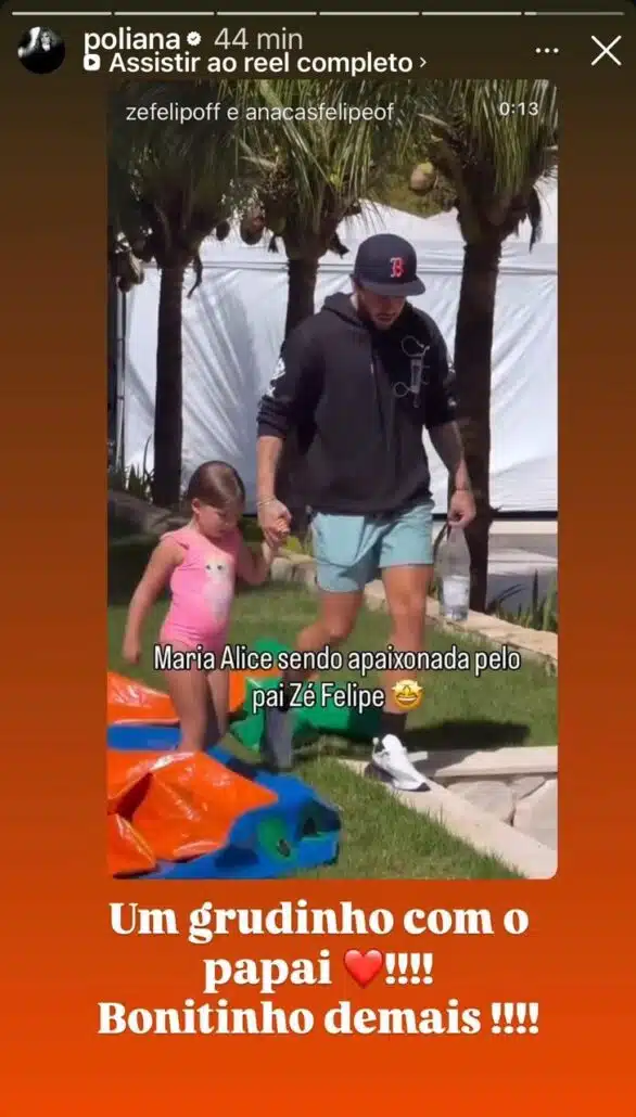 Poliana, esposa de Leonardo, mostra os netos