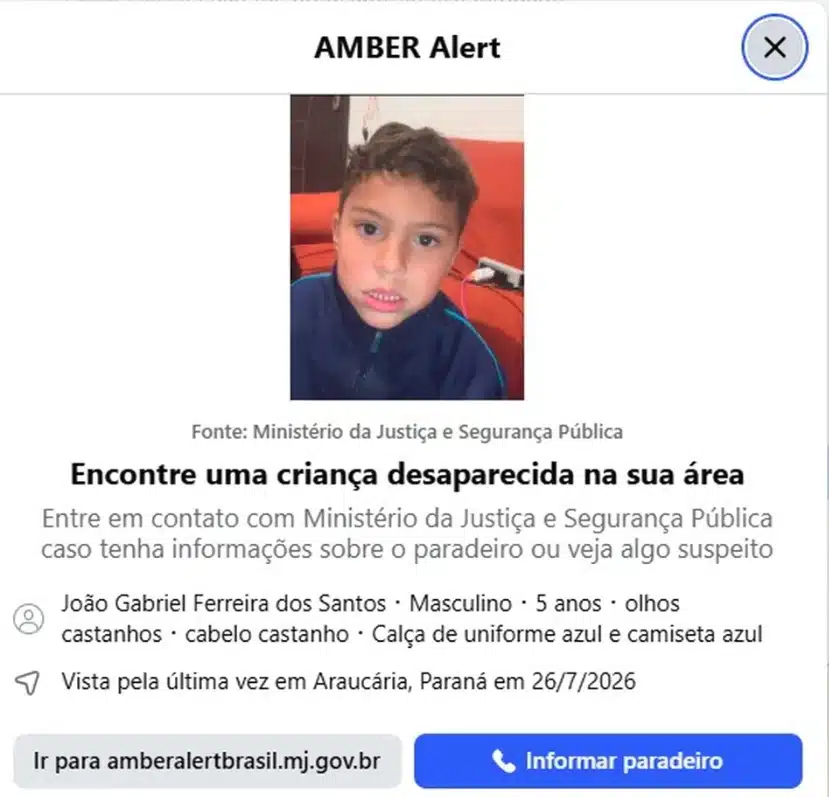 Menino autista que estava desaparecido foi achado sem vida