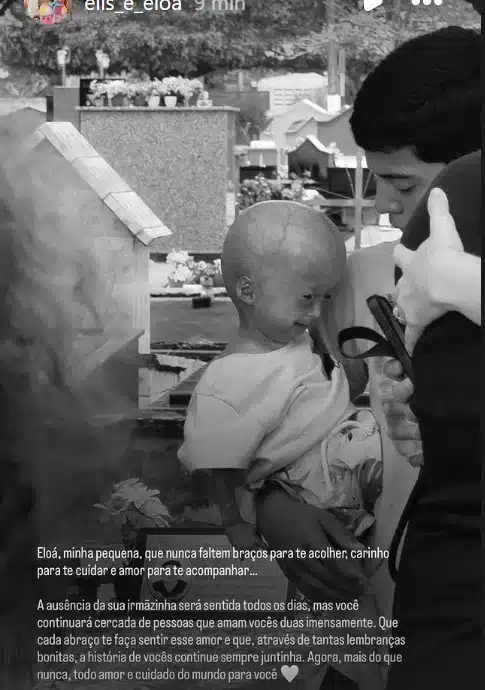 Gêmea Eloá muito comovida na despedida da irmã Elis