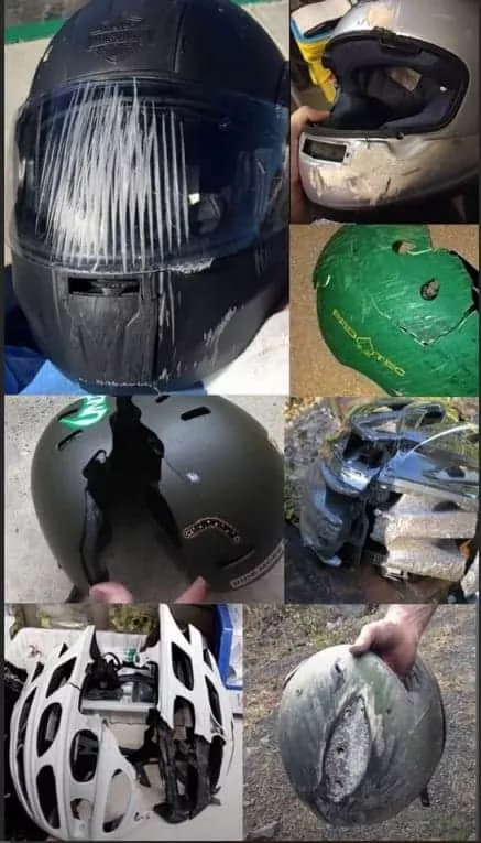 Luciano Huck mostrou capacetes após acidentes