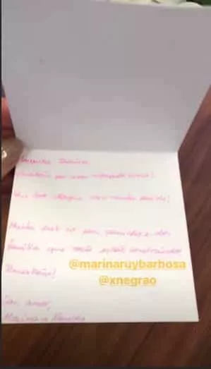 Marina Ruy Barbosa manda cartão para Sabrina que anunciou gravidez