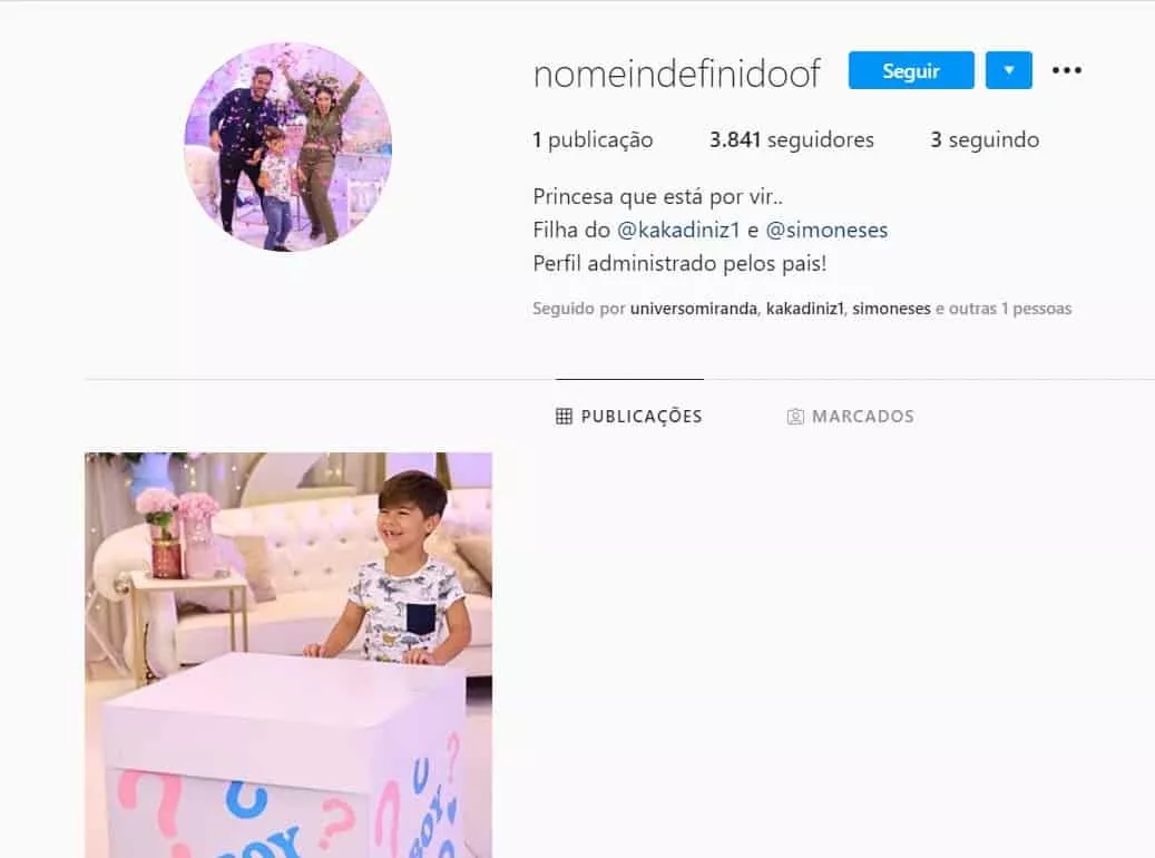 Conta da filha de Simone que agora está como Nome Indefinido