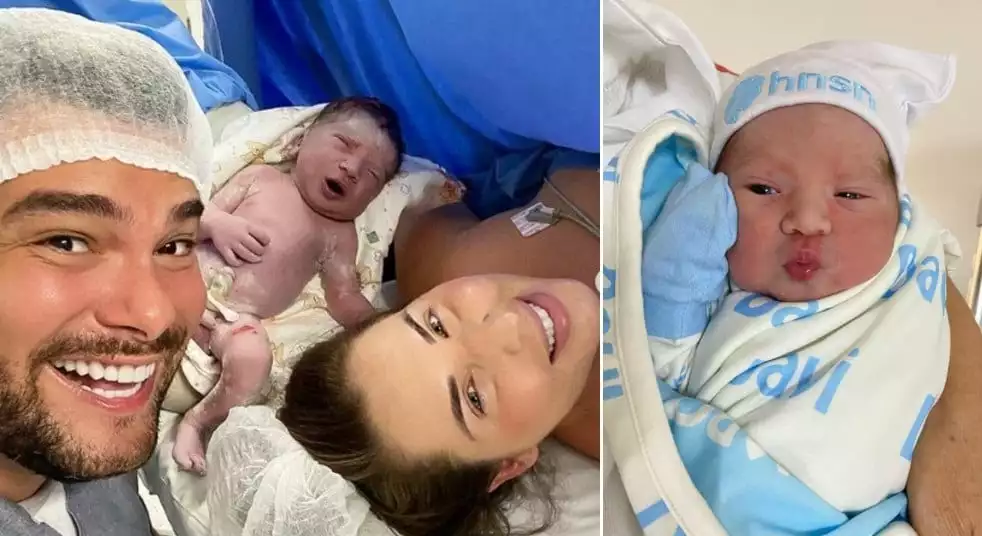 Rafael Cunha e Debora mostraram o recém-nascido