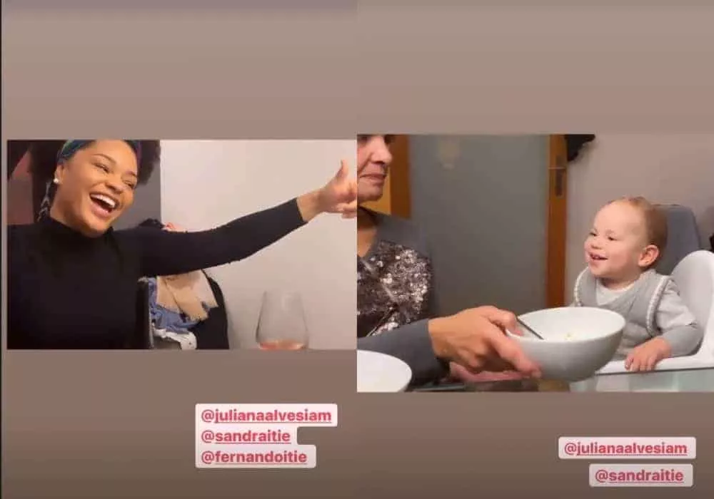 Juliana Alves junto com o bebê de Giselle Itié