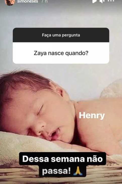 O filho de Simone, Henry, quando ainda era recém-nascido