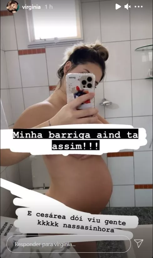 Virginia Fonseca mostrando a barriga um dia após dar à luz