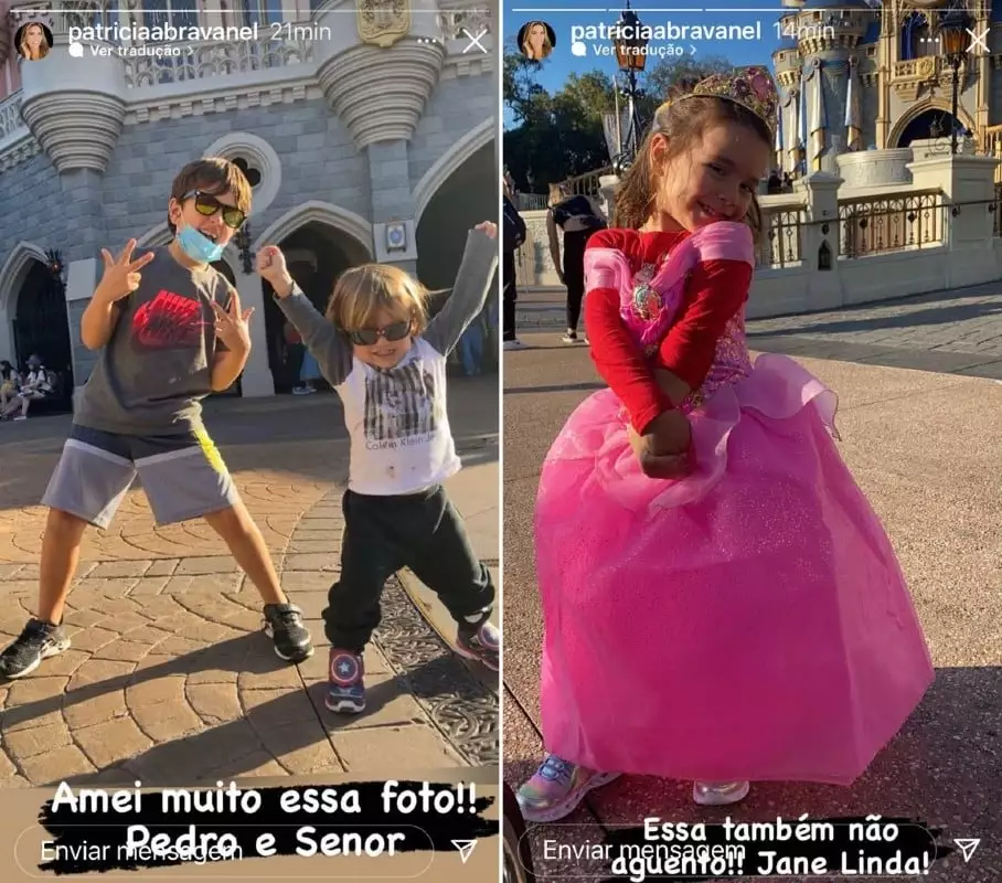 Os filhos da apresentadora Patrícia Abravanel se divertindo na Disney