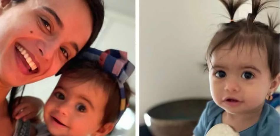 O ator Fábio Assunção mostrou sua bebê com a mãe