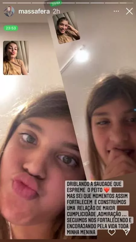 Sofia, filha de Grazi Massafera e Cauã Reymond, em uma vídeochamada com a mãe