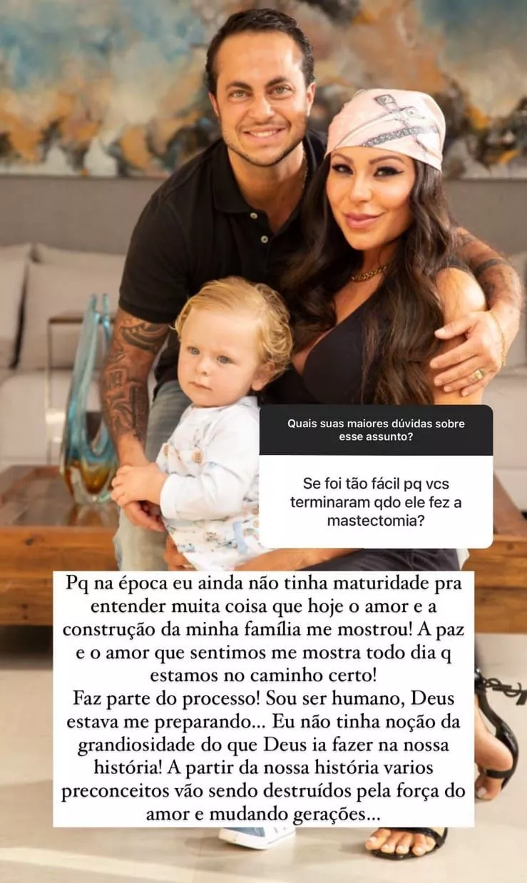 Andressa Ferreira posa com Thammy e o filho e lembra motivo do término do casal