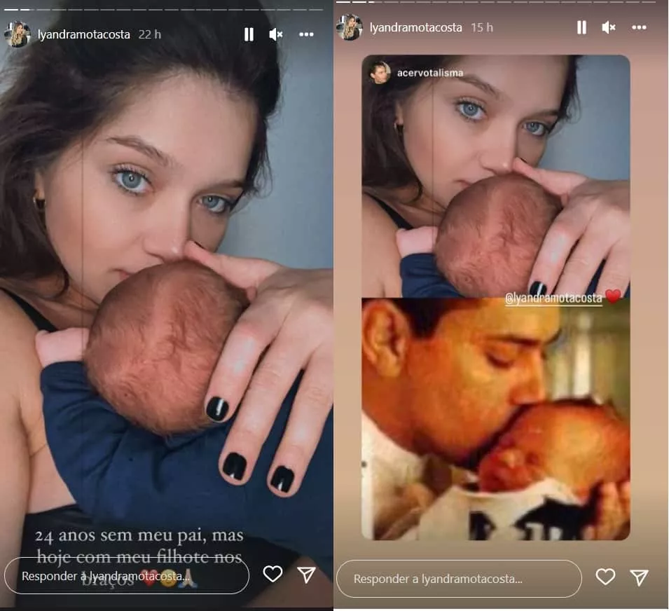 Filha de Leandro, Lyandra Costa, posta foto de seu bebê e homenageia seu pai