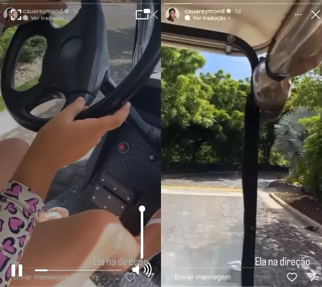 Cauã Reymond mostra registro da filha dirigindo carrinho de golf e impressiona 