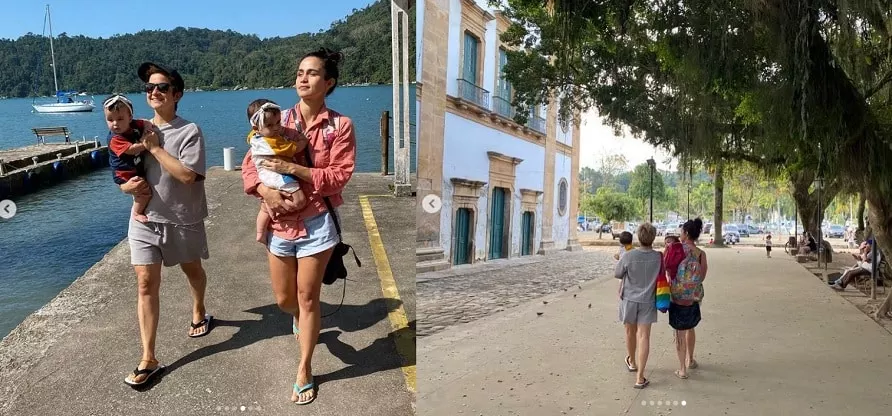 Nanda Costa e Lan Lanh publicam registro de passeio com as filhas gêmeas 