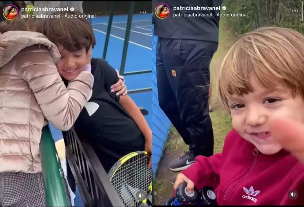 Patrícia Abravanel mostra seus dois meninos em torneio de tênis