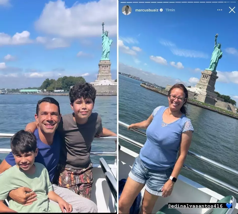 José e João, filhos de Wanessa Camargo e Marcus Buaiz, estão passeando por Nova York com o pai e a babá