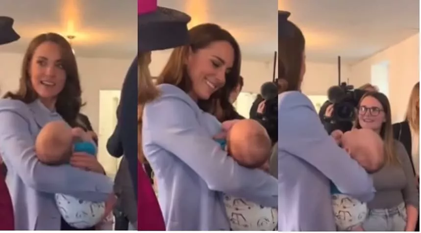 Kate Middleton aparece com bebê nos braços em visita a uma ONG para jovens carentes na Irlanda do Norte 