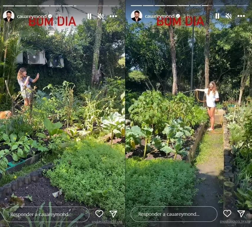 Cauã Reymond publica foto da filha com Grazi Massafera no jardim da sua casa e surpreende 