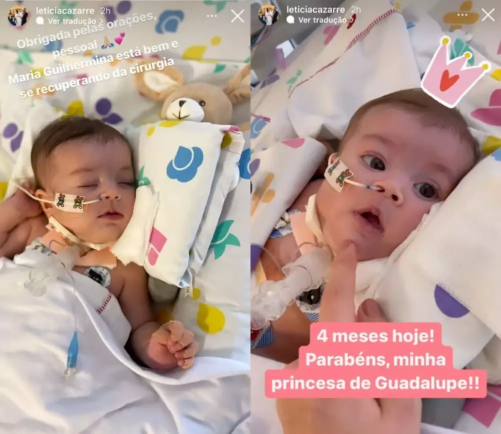 Bebê de Juliano Cazarré surge após traqueostomia