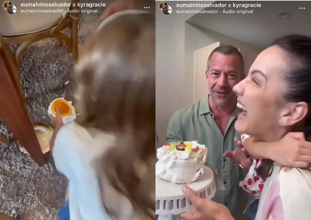 Malvino Salvador e a esposa se divertem com perrengue no aniversário da filha