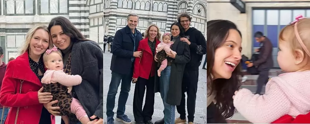 Edson Celulari posa com as filhas e a esposa na Itália