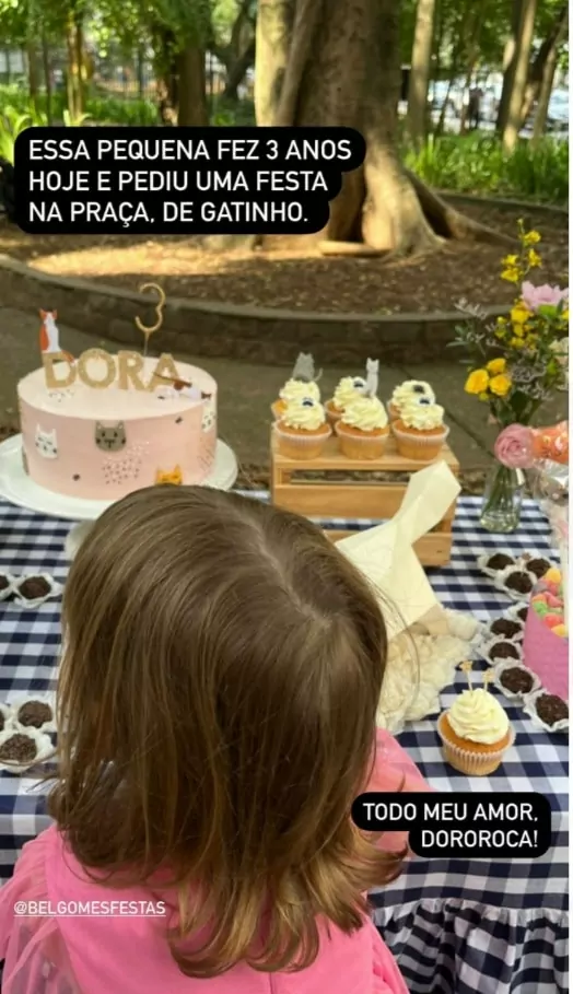 Filha de Pedro Bial celebra seu aniversário de 3 anos de idade com festa simples