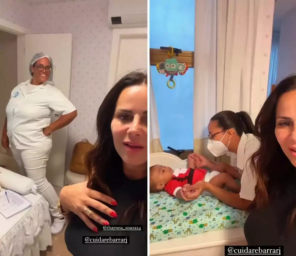 A atriz Viviane Araújo agradeceu as babás de seu bebê 
