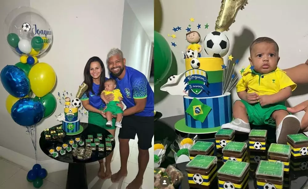Viviane Araújo e marido celebram os três meses do seu bebê