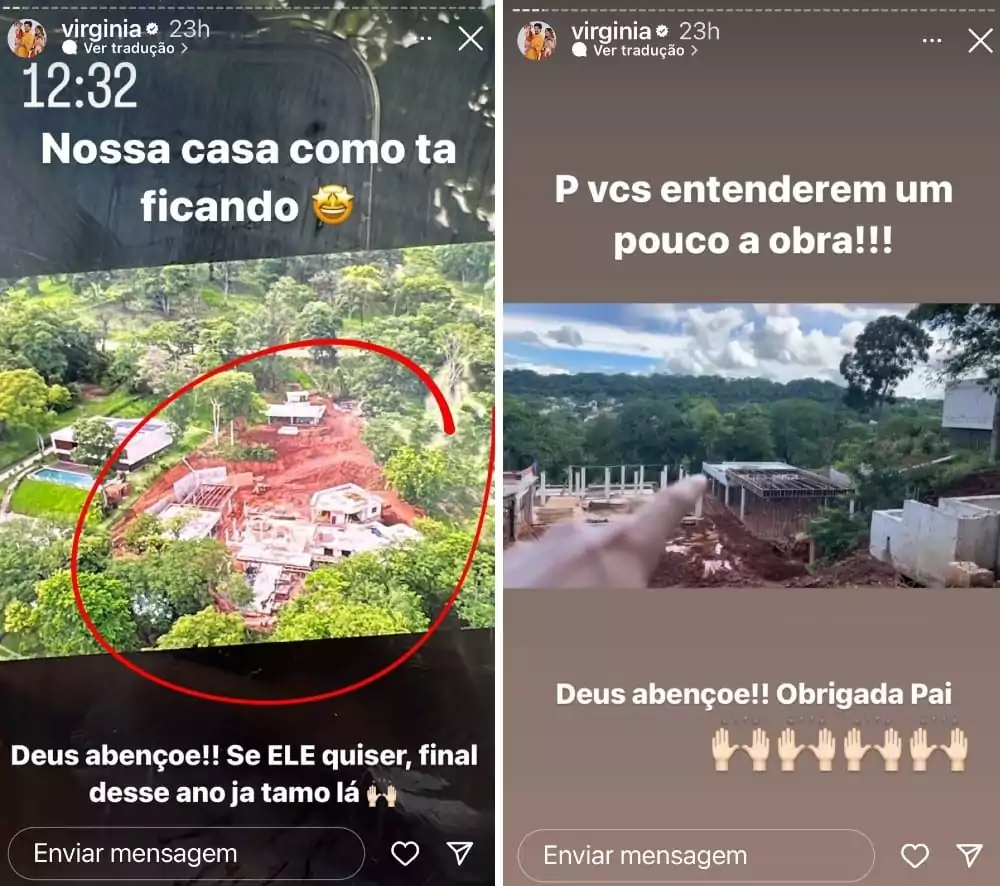 Virgínia e Zé Felipe exibiram como está a obra de sua nova mansão e os quartos das filhas