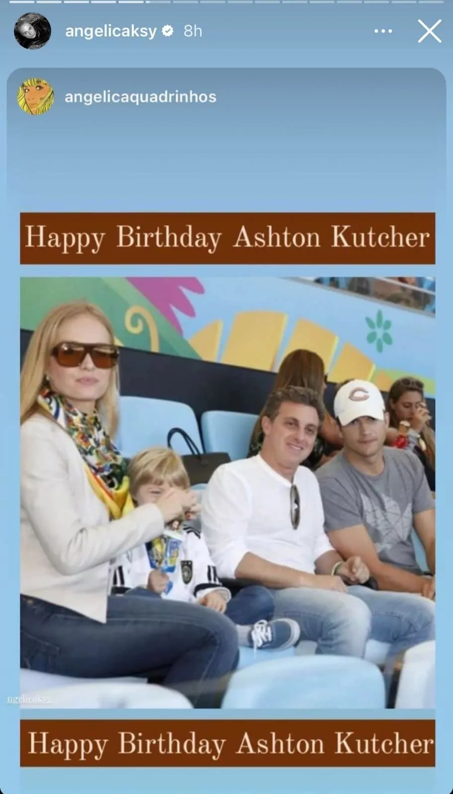 Angélica lembra passeio com o filho, Huck e Ashton Kutcher