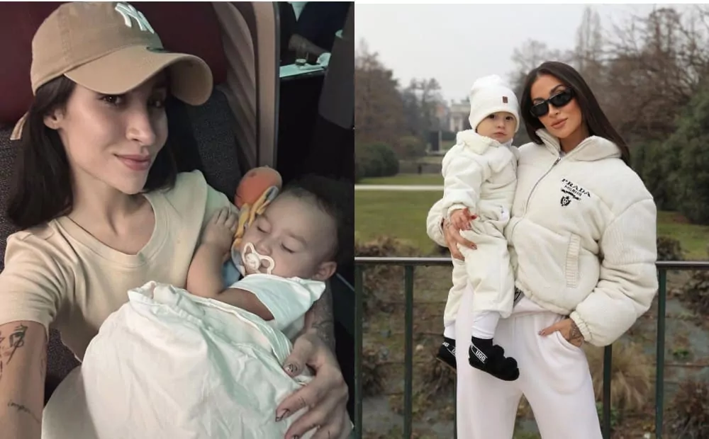 Bianca Andrade posa com seu bebê durante a viagem para Milão