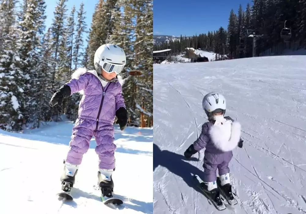 A filha de dois anos de Roberto Justus esquiando na neve