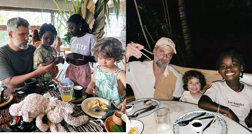Bruno Gagliasso posa com os filhos em hotel de luxo