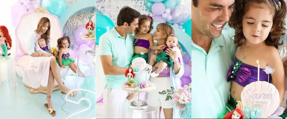 Kaká posa com a esposa e as filhas na linda festa de sua bebê