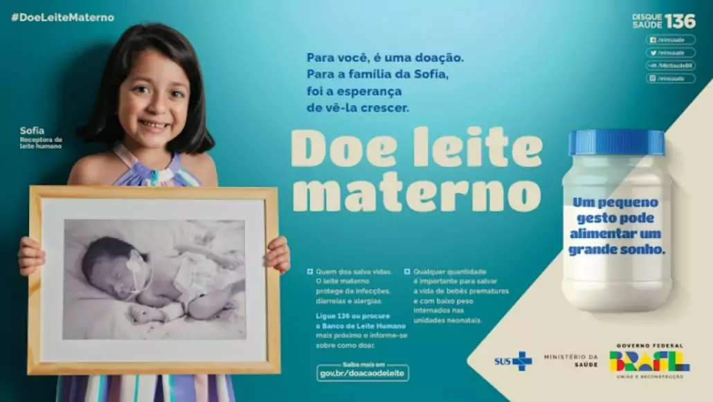 O Ministério da Saúde lança campanha para aumentar a doação de leite materno