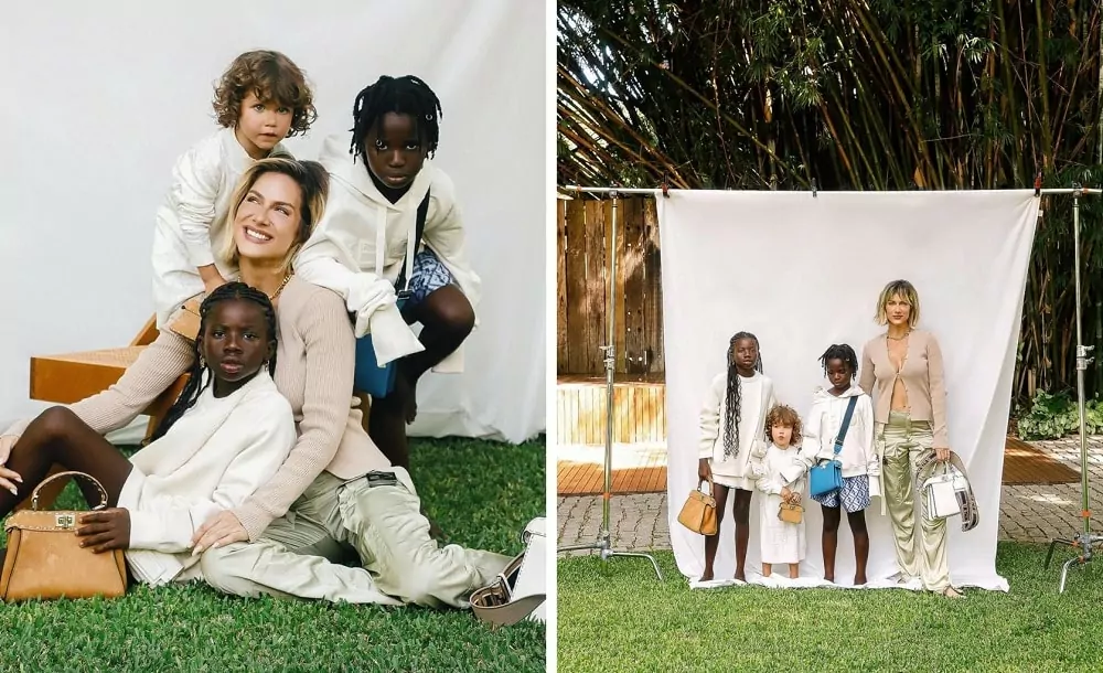 A atriz Giovanna Ewbank posou com os filhos para a campanha de Dia das Mães de uma marca italiana 