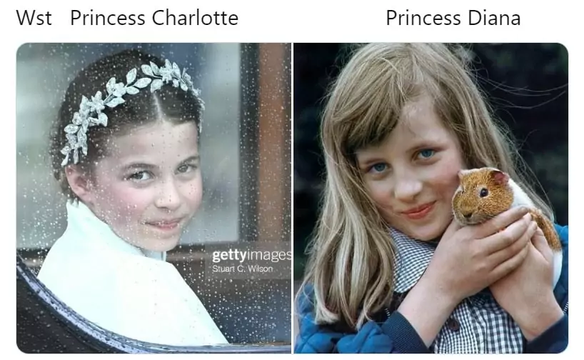 Princesa Charlotte ao lado de sua avó quando criança 