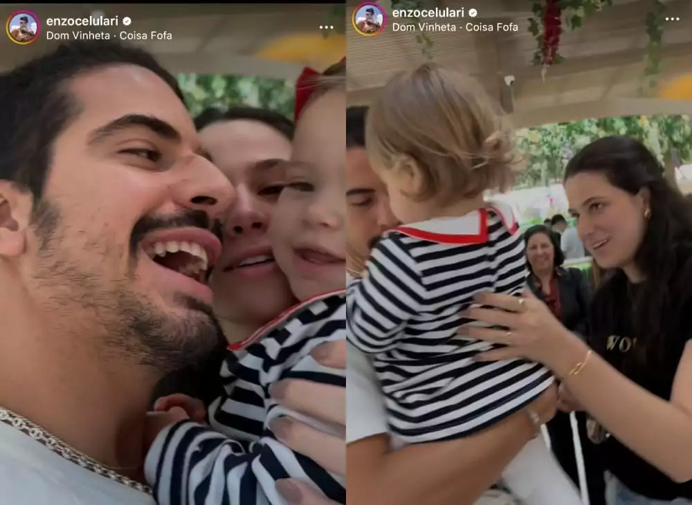 Enzo Celulari e Sophia Raia surgem em encontro com sua irmã bebê