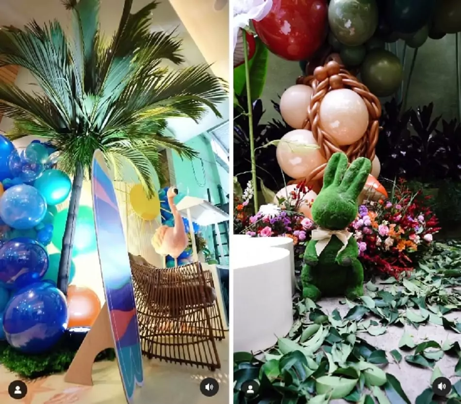 As decorações do verão e da primavera da festa do filho de Paula Amorim e Breno Simões