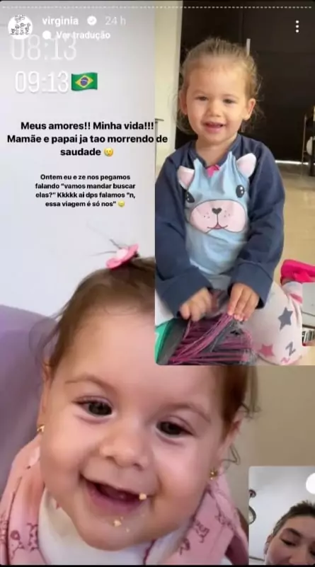 Bebês de Virgínia Fonseca e Zé Felipe surgem em vídeo chamada com a influenciadora e encantam 
