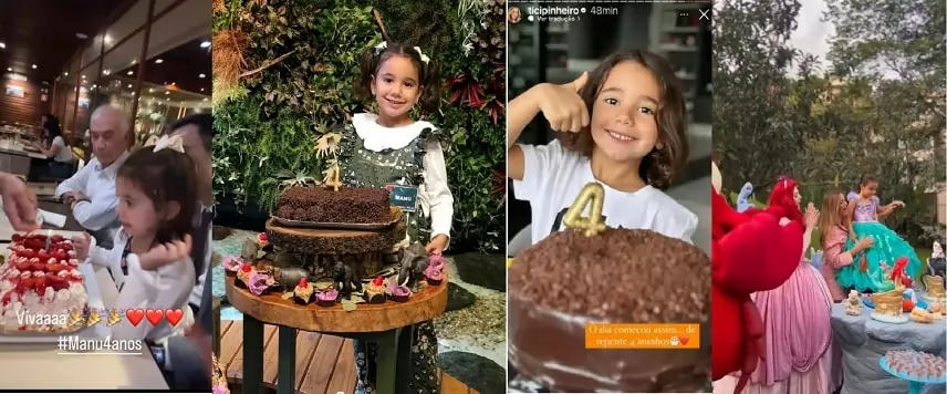Ticiane Pinheiro exibe as cinco festas do aniversário de 4 anos de sua filha caçula e surpreende