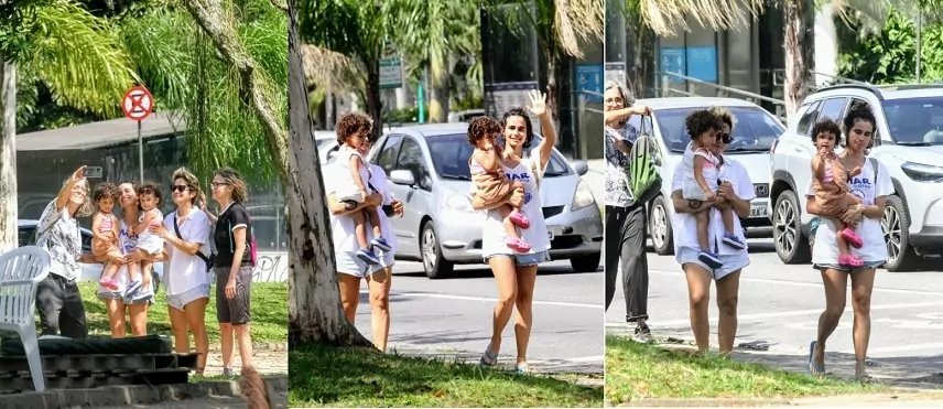 Nanda Costa surge em passeio com suas gêmeas em Lagoa no Rio de Janeiro e encanta