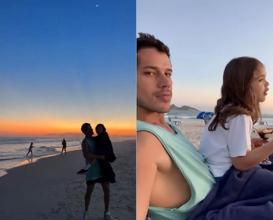 José Loreto mostra sua filha na praia e surpreende
