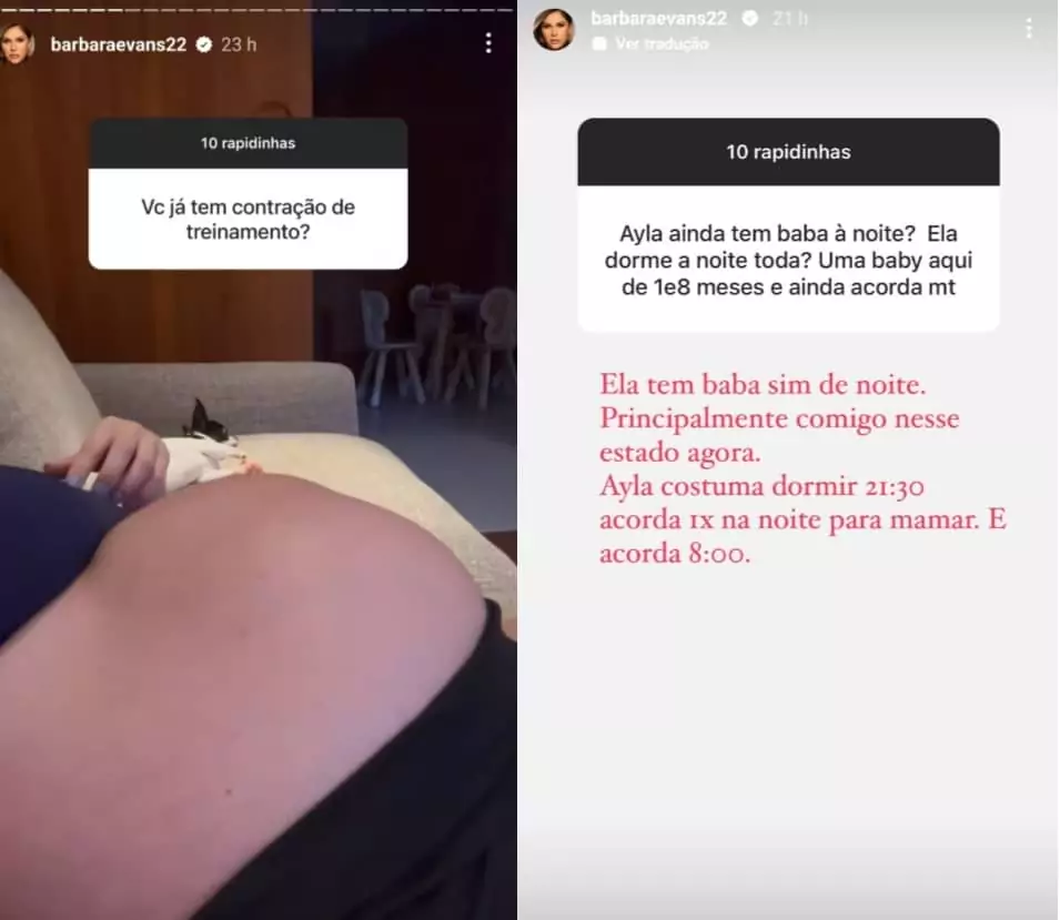 Barbará Evans posa com barrigão de grávida e fala sobre a babá de sua filha e surpreende 