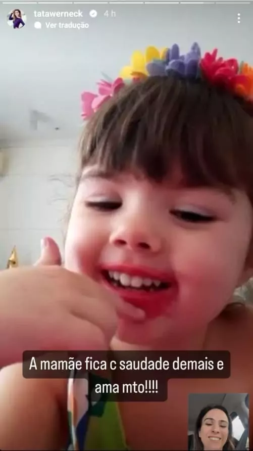 Filha de Tatá Werneck surge com sua mãe em vídeo chamada e surpreende 