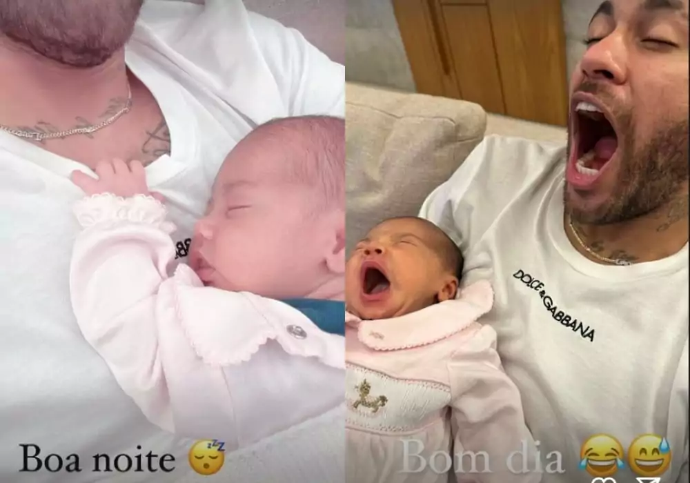 Neymar com sua bebê Mavie 