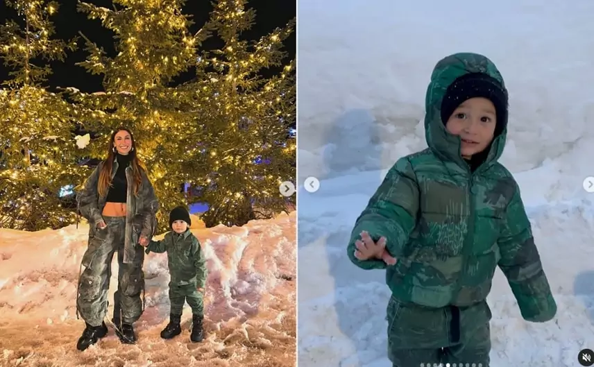 Bianca Andrade exibe seu filho conhecendo a na neve pela 1ª vez
