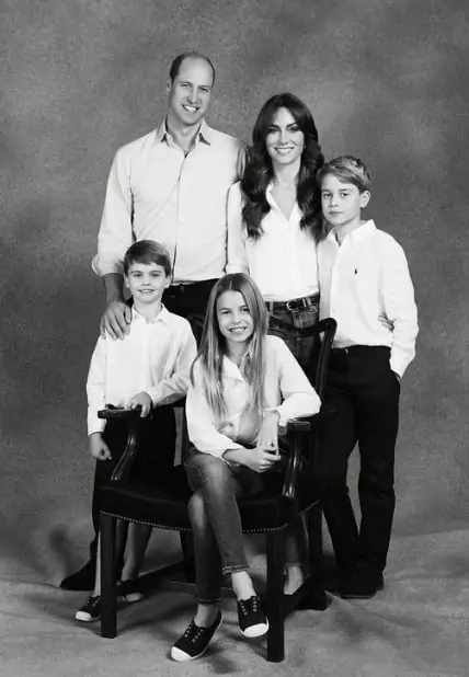 Kate Middleton com o príncipe William e os filhos