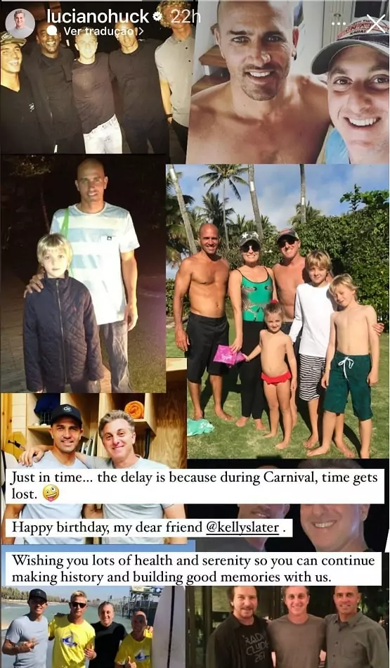 Huck relembrou um encontro de Angélica, seus filhos e o surfista Kelly Slater 