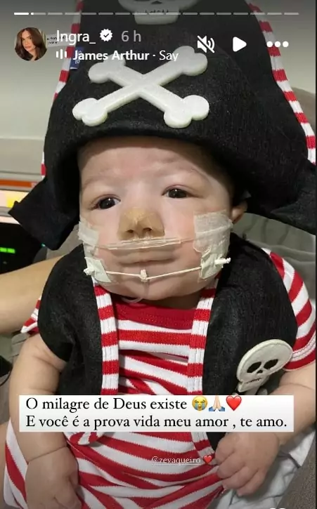 Bebê de Zé Vaqueiro fantasiado de pirata