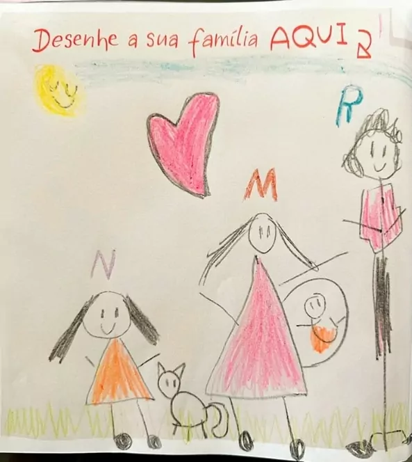 Desenho da filha de Rodrigo Santoro revelando uma gestação
